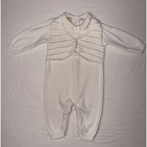 Boutique Collection Baby Boy White Knit Romper Formal Baptism Christening 3m